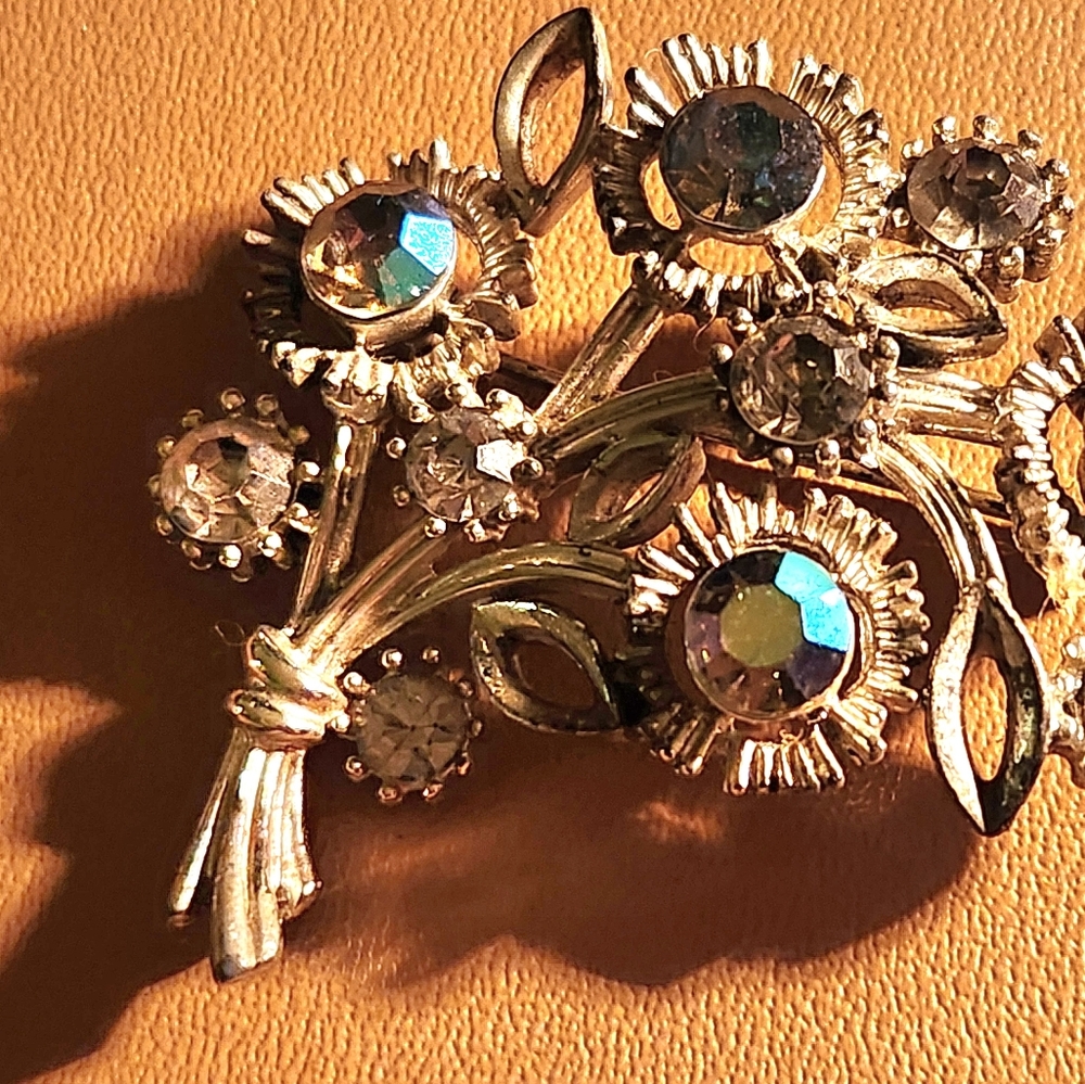 Chic Silver and Blue Crystal Brooch